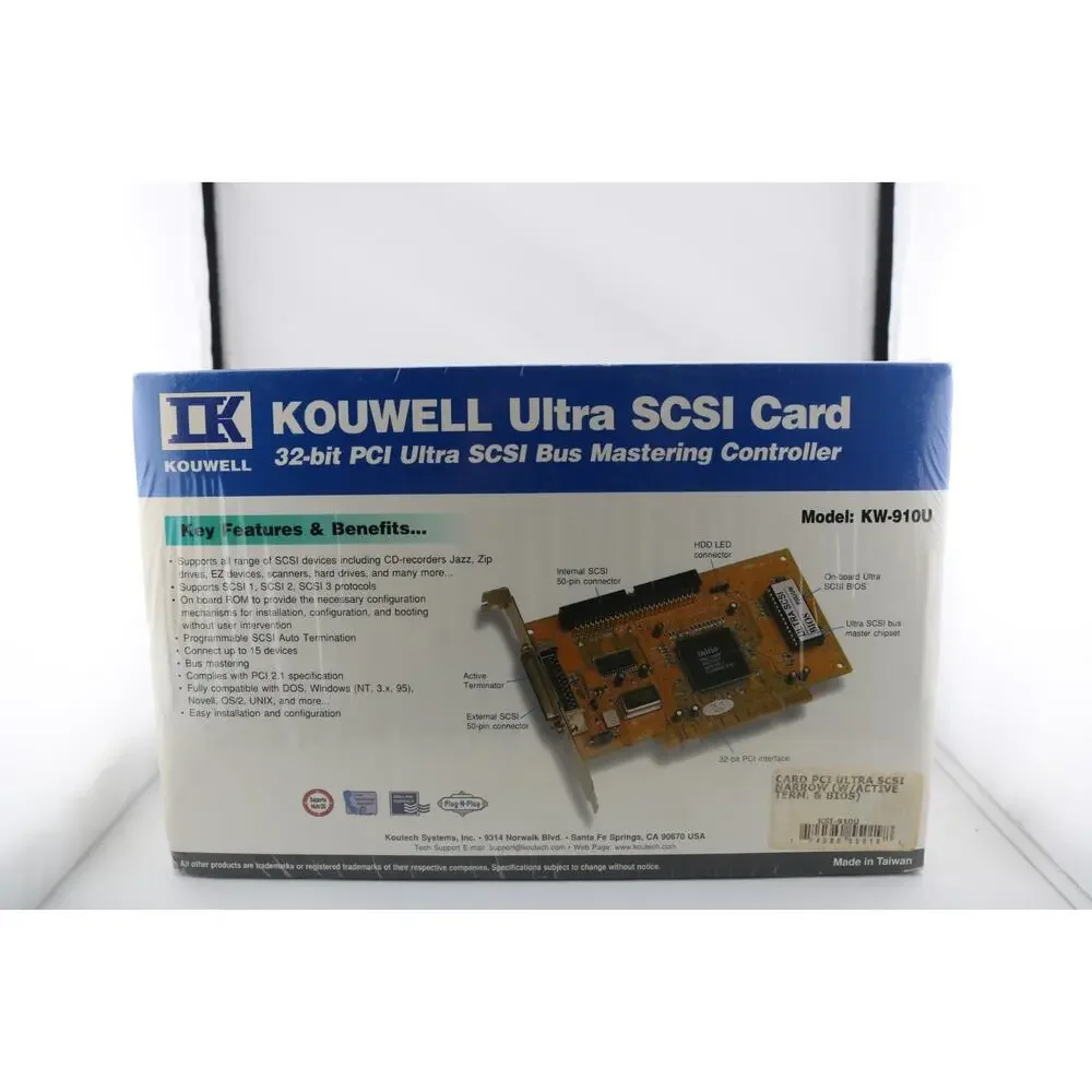New in Box Kouwell KW-910U Ultra SCSI Card Vintage 32-bit PCI expansion adapter